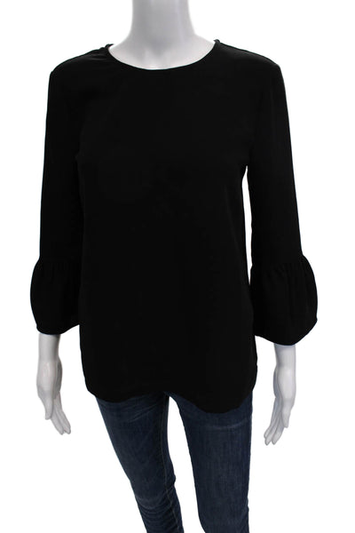 Madewell Womens Solid Long Sleeve Pullover Blouse Top Black Size XS