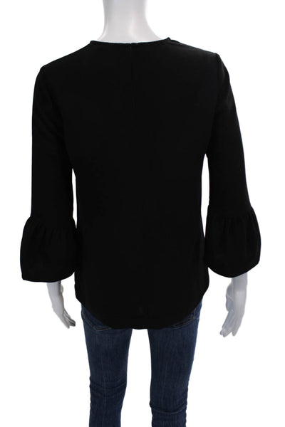 Madewell Womens Solid Long Sleeve Pullover Blouse Top Black Size XS