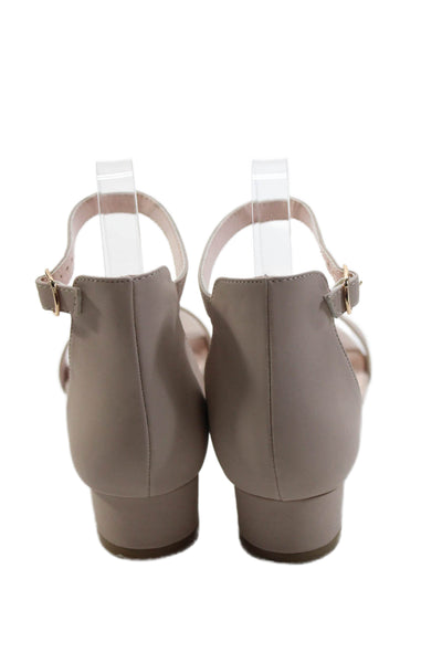 Dufannie Womens Block Heel Ankle Strap Sandals Brown Leather Size 6