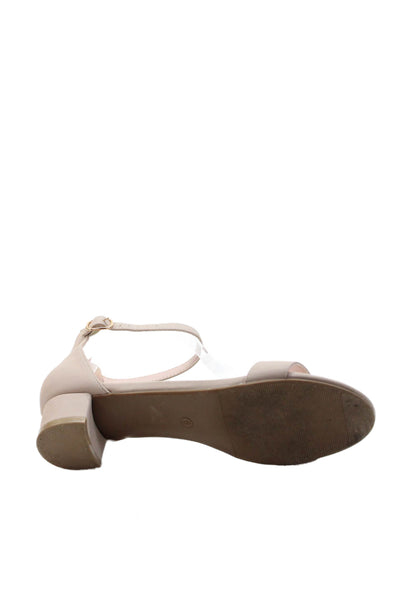 Dufannie Womens Block Heel Ankle Strap Sandals Brown Leather Size 6