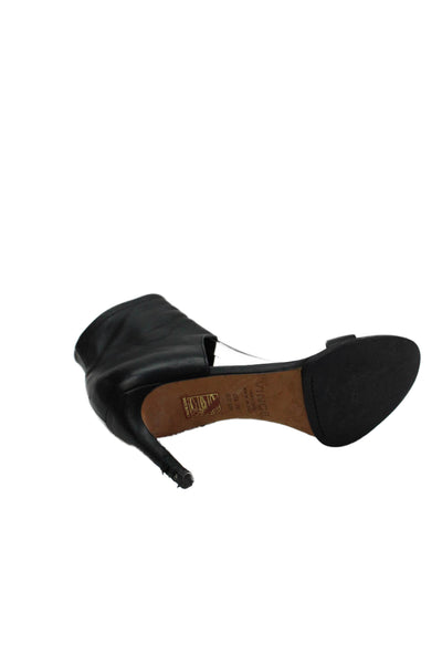 Vince Womens Leather Peep Toe Zip Up Ankle Heels Black Size 7
