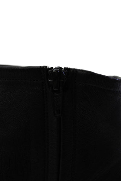 Vince Womens Leather Peep Toe Zip Up Ankle Heels Black Size 7