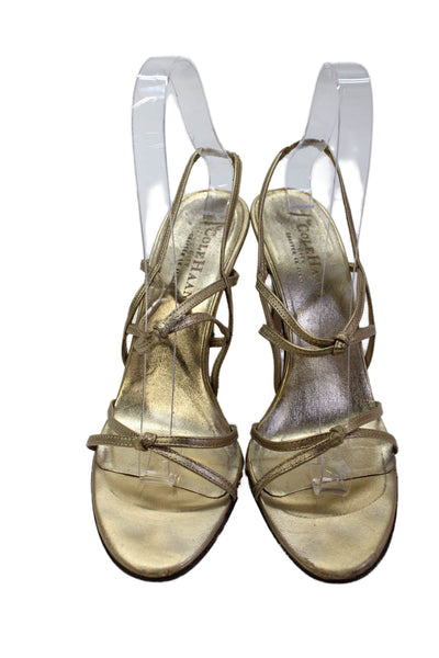 Cole Haan Womens Metallic Leather Strappy Heels Gold Size 7.5