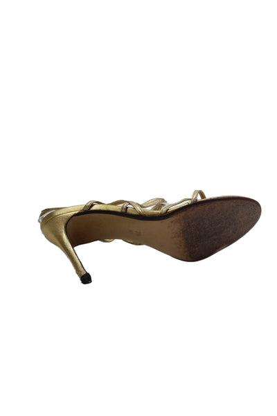 Cole Haan Womens Metallic Leather Strappy Heels Gold Size 7.5