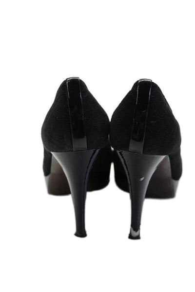 Stuart Weitzman Womens Suede Platform Cap Toe Pumps Black Size 6.5