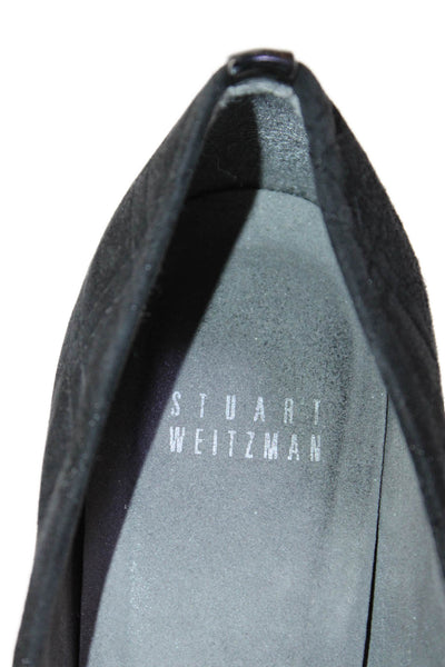 Stuart Weitzman Womens Suede Platform Cap Toe Pumps Black Size 6.5