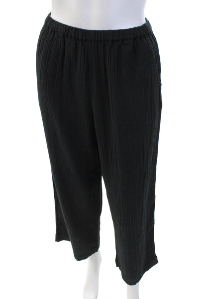 J Crew Womens Cotton Crepe High Waisted Wide Leg Pants Black Size XS