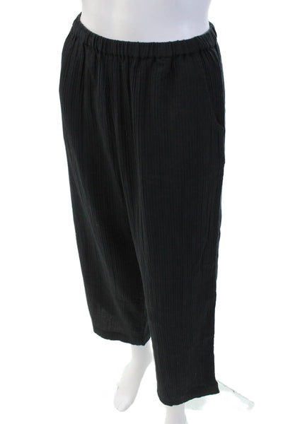 J Crew Womens Cotton Crepe High Waisted Wide Leg Pants Black Size XS