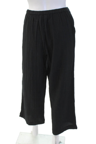J Crew Womens Cotton Crepe High Waisted Wide Leg Pants Black Size XS