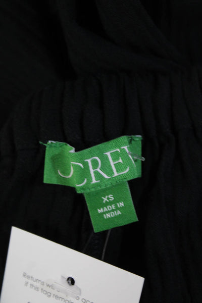 J Crew Womens Cotton Crepe High Waisted Wide Leg Pants Black Size XS