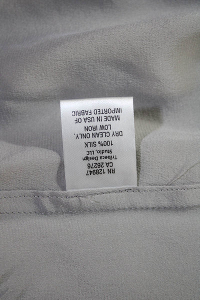 Nili Lotan Womens Silk Button Down Long Sleeve Collared Blouse Gray Size XS