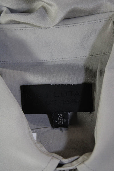 Nili Lotan Womens Silk Button Down Long Sleeve Collared Blouse Gray Size XS