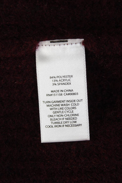 525 Womens Cable Knit Collar Long Sleeve Sweater Top Dark Red Size M