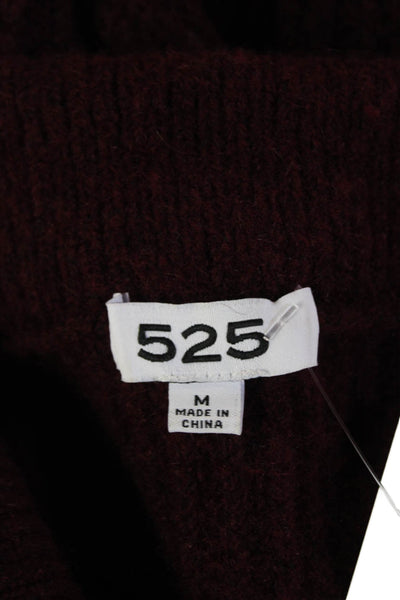 525 Womens Cable Knit Collar Long Sleeve Sweater Top Dark Red Size M