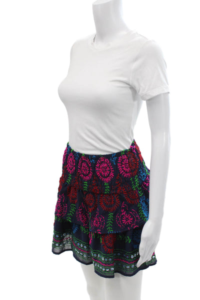Anouk Grewal Womens Embroidered Mini Skirt Navy Blue Size Medium