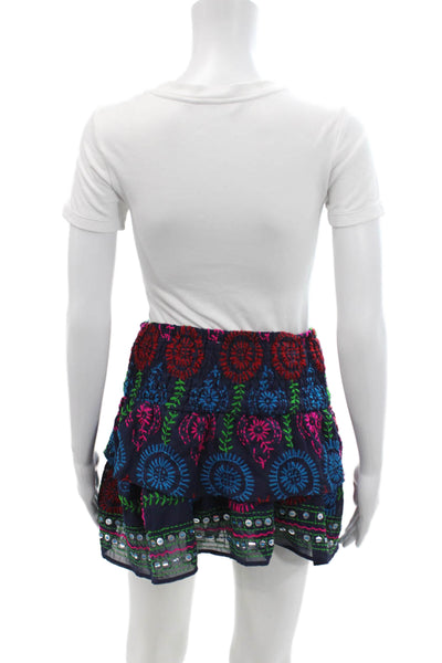 Anouk Grewal Womens Embroidered Mini Skirt Navy Blue Size Medium
