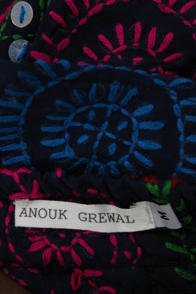 Anouk Grewal Womens Embroidered Mini Skirt Navy Blue Size Medium