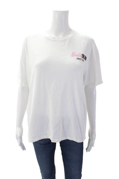Zara Womens Cotton Graphic Print Pullover Doll T-Shirt Top White Size M