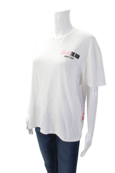 Zara Womens Cotton Graphic Print Pullover Doll T-Shirt Top White Size M