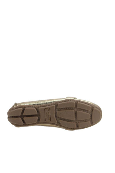 Anne Klein Womens Leather Textured Metallic Slip On Loafer Flats Gold Size 6