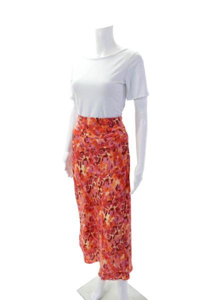Free People Womens Textured Zip Midi Pattern Skirt Orange Size 04