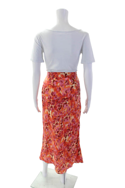 Free People Womens Textured Zip Midi Pattern Skirt Orange Size 04