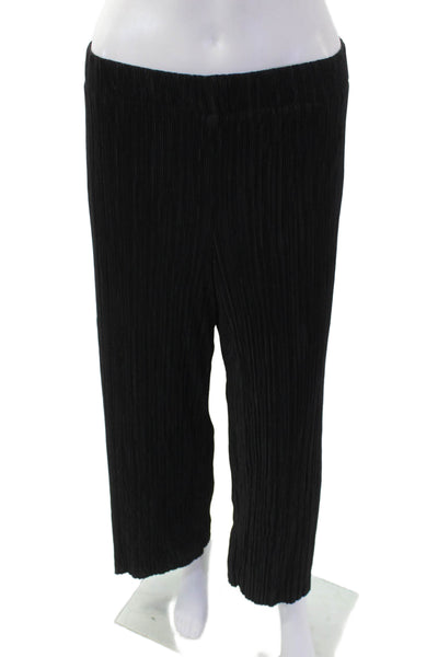 Anne Klein Womens Textured Elastic Waistband Lined Pants Black Size S
