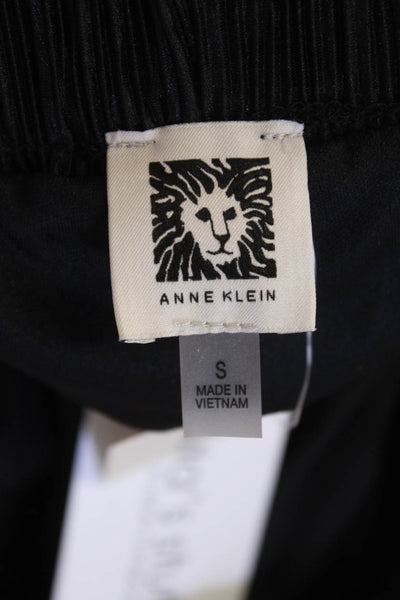 Anne Klein Womens Textured Elastic Waistband Lined Pants Black Size S