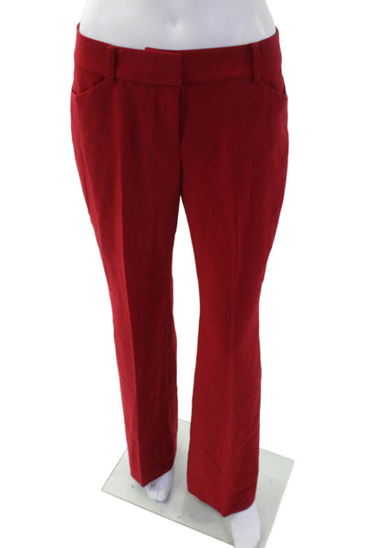 Anne Klein Womens Textured Zip Button Pleated Pants Red Size 04