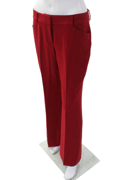 Anne Klein Womens Textured Zip Button Pleated Pants Red Size 04