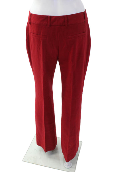 Anne Klein Womens Textured Zip Button Pleated Pants Red Size 04