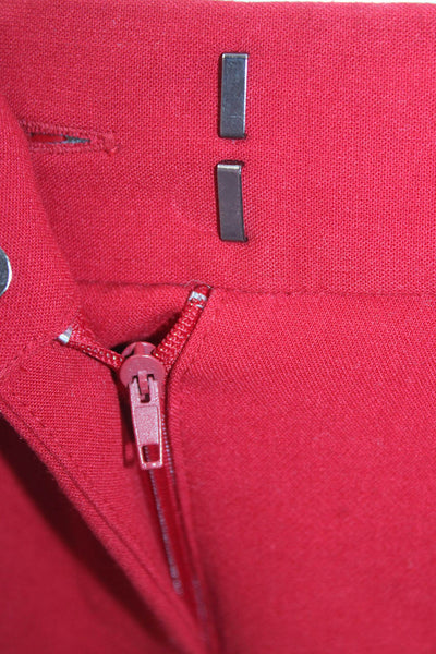 Anne Klein Womens Textured Zip Button Pleated Pants Red Size 04