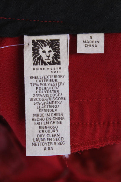 Anne Klein Womens Textured Zip Button Pleated Pants Red Size 04
