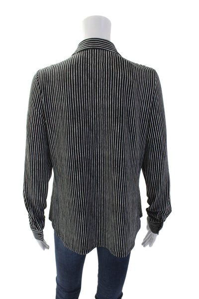 Adrianna Papell Womens Textured Long Sleeve Stripe Blouse Black Size XS