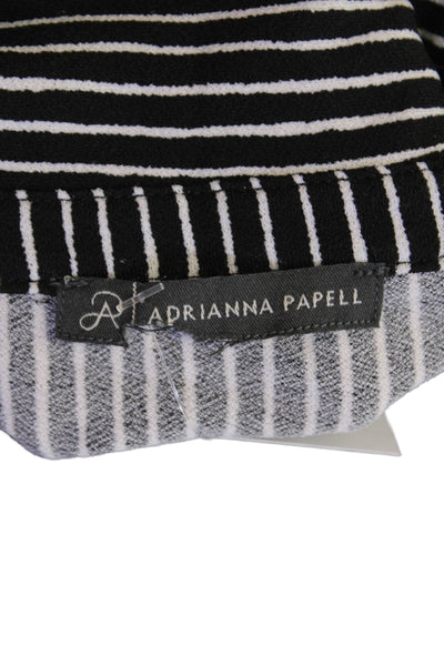 Adrianna Papell Womens Textured Long Sleeve Stripe Blouse Black Size XS