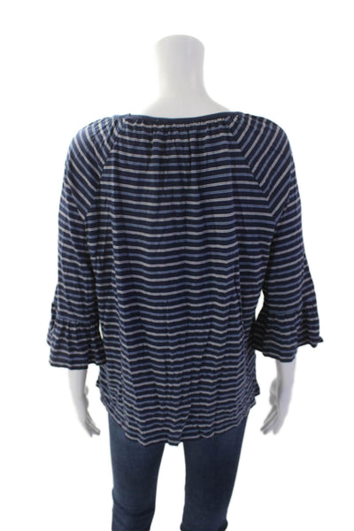 Michael Michael Kors Womens Cotton Long Sleeve Stripe Top Blue Size S