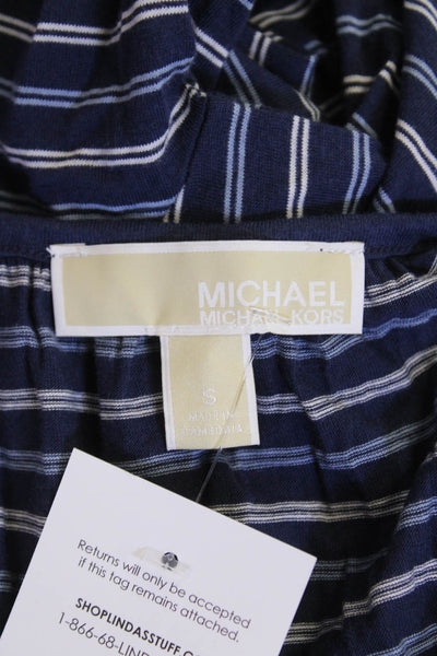 Michael Michael Kors Womens Cotton Long Sleeve Stripe Top Blue Size S