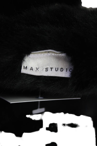 Max Studio Womens Textured Wrap Circular Fuzzy Scarf Black OS