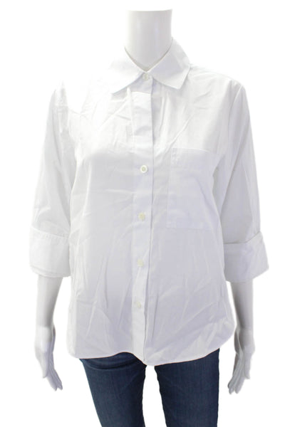 Madewell Womens Textured Cotton Long Sleeve Button Blouse White Size 2XS