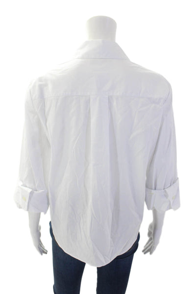 Madewell Womens Textured Cotton Long Sleeve Button Blouse White Size 2XS