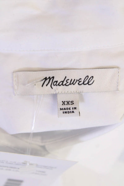 Madewell Womens Textured Cotton Long Sleeve Button Blouse White Size 2XS