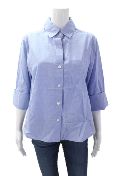 Madewell Womens Cotton Long Sleeve Button Up Blouse Blue Size 2XS