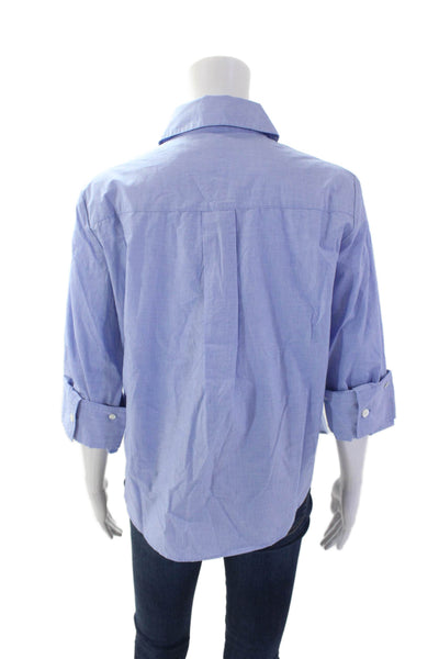 Madewell Womens Cotton Long Sleeve Button Up Blouse Blue Size 2XS