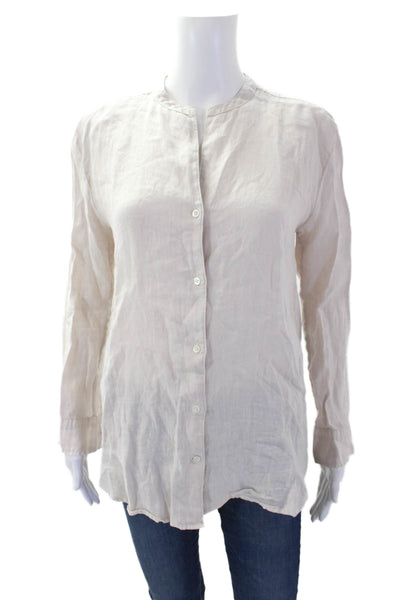 Standard James Perse Womens Cotton Long Sleeve Button Blouse Nude Size 0