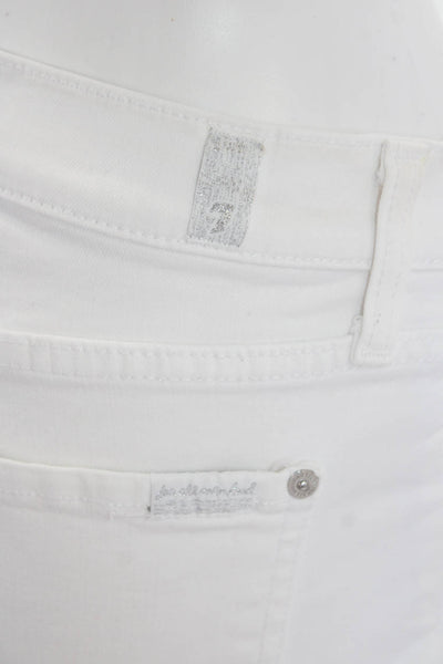7 For All Mankind Womens Cotton Zip Button Slim Leg Pants White Size EUR 27
