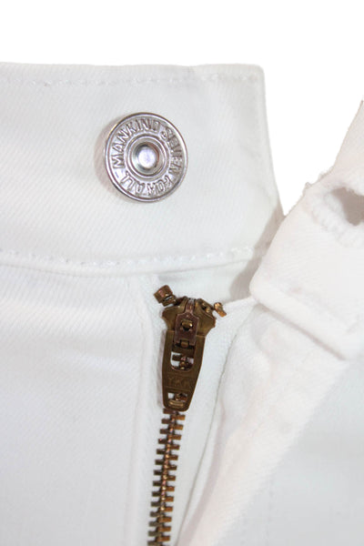 7 For All Mankind Womens Cotton Zip Button Slim Leg Pants White Size EUR 27