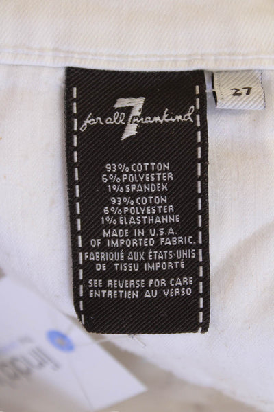 7 For All Mankind Womens Cotton Zip Button Slim Leg Pants White Size EUR 27