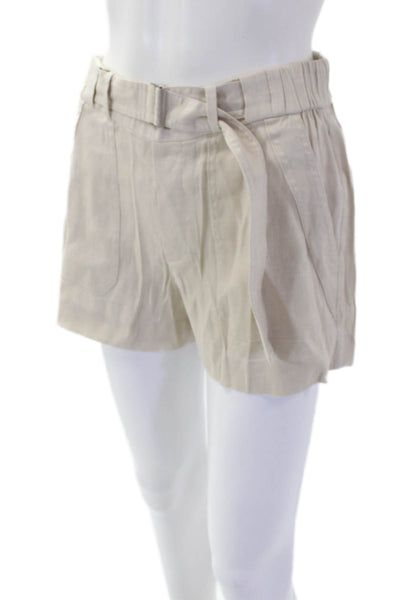 Vince Womens Textured Linen Belted Lined Shorts Khaki Size XS