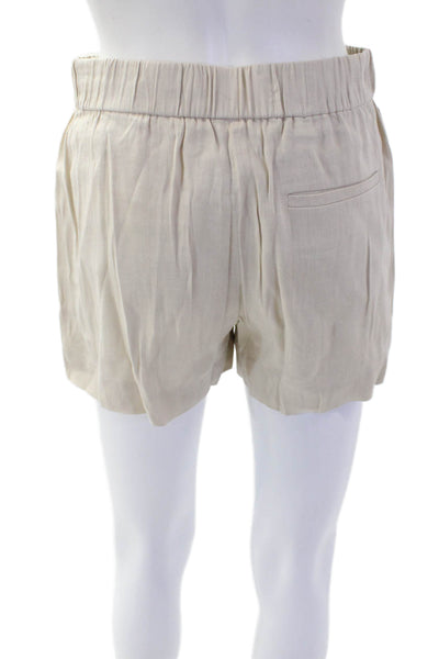 Vince Womens Textured Linen Belted Lined Shorts Khaki Size XS