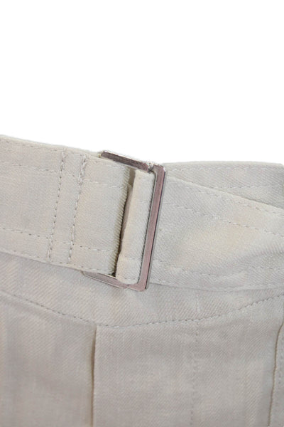 Vince Womens Textured Linen Belted Lined Shorts Khaki Size XS